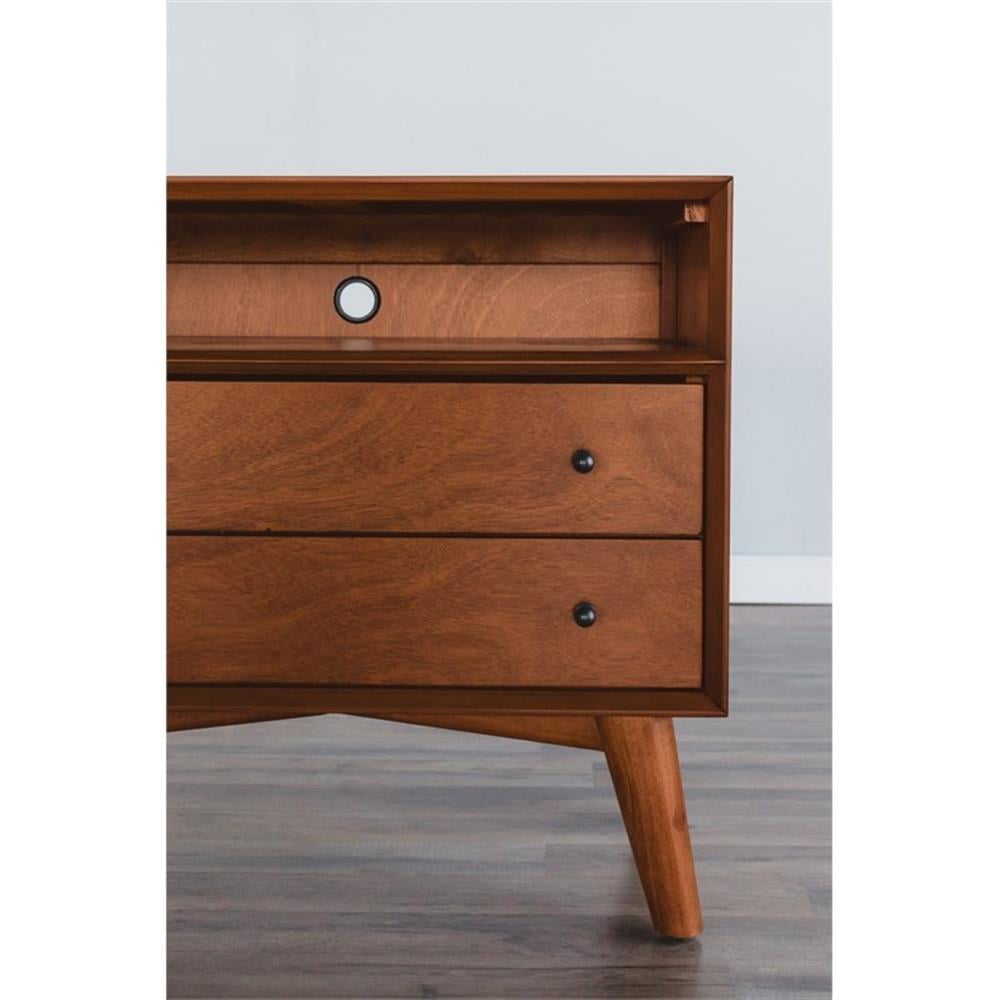 Alpine Furniture Flynn Large Wood 2 Drawer Nightstand in Chestnut (Brown)