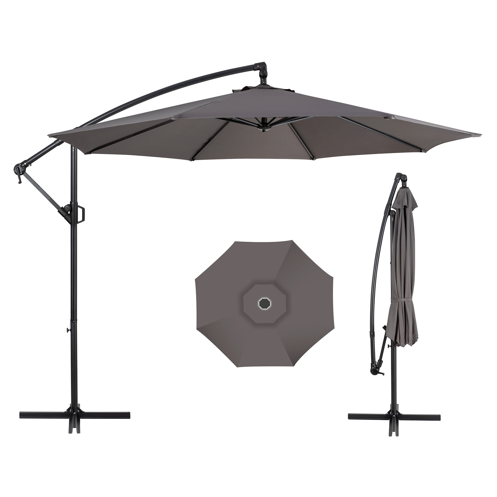 Sobaniilo Patio Offset Umbrella, Hanging Market Outdoor Umbrella, Patio Sun Shade with Easy Tilt Adjustment, Dark Grey