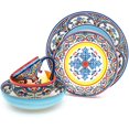 thumbnail image 3 of Euro Ceramica Zanzibar Collection Vibrant 20 Piece Oven Safe Stoneware Dinnerware Set, Service For 4, Spanish Floral Design, Multicolor, 3 of 7