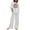 White, variant on YABCSAZ Summer Outfits for Women Short Sleeve Casual Loose Printed Tops and Solid Color Drawstring Wide Leg Pants Athletic Sportswear 2 Piece Outfits
