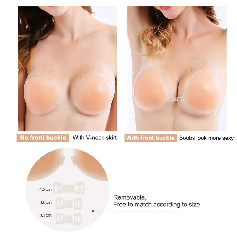 Fpogbef Sticky Bra Self Adhesive Bra Invisible Strapless Reusable Silicone  Bra Sticky Push Up Backless Bras for Women, Natural Color 