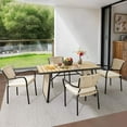 thumbnail image 4 of ModFusion Patio Outdoor/Indoor Dining Table 4-6 Persons Capacity, Rectangular Table with Faux Wood Tabletop, Black & Light Brown, 4 of 9