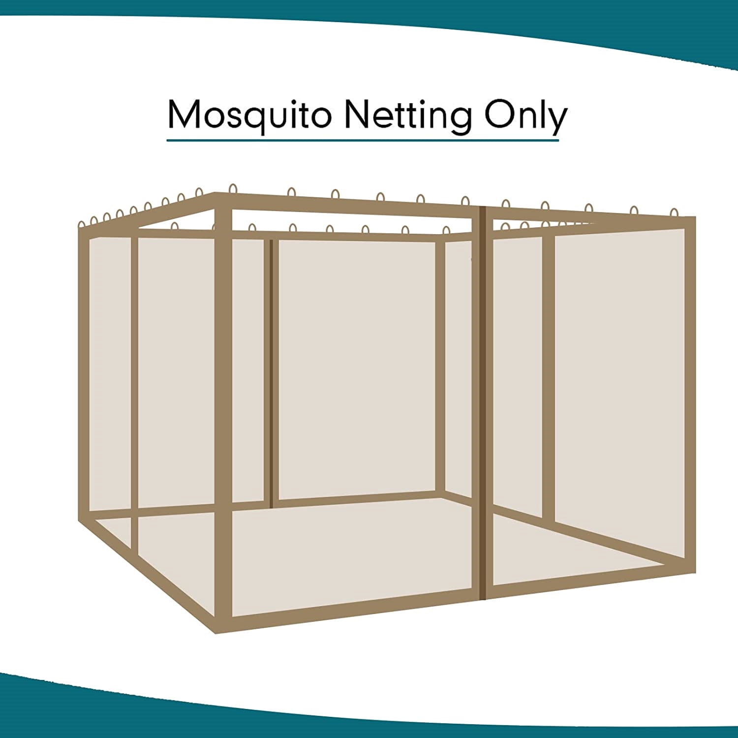 TOPCHANCES Gazebo Universal Replacement Mosquito Netting - Outdoor Gazebo Canopy 4-Panel Screen Walls with Zipper for 12' x 12' Gazebo (Mosquito Net Only)