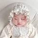 thumbnail image 3 of Gorro de princesa para bebé con estilo, gorro de neumático para primavera y otoño, gorro con borde de flor de estilo coreano, gorro con protección para los oídos para recién nacido, transpirable, 3 of 5