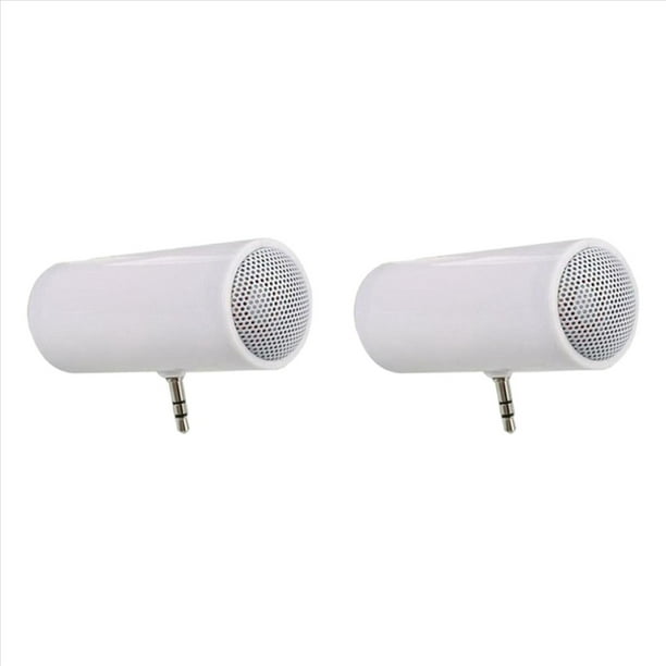 2X Mini Altavoz Estéreo con Conector de 3,5 mm, Reproductor de Música MP3 Portátil, Altavoz Amplificador para Teléfono Móvil, Tableta, PC, Blanco