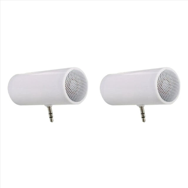 2X Mini Altavoz Estéreo con Conector de 3,5 mm, Reproductor de Música MP3 Portátil, Altavoz Amplificador para Teléfono Móvil, Tableta, PC, Blanco