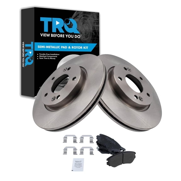 TRQ Front Brake Pad and Rotor Set Semi Metallic Fits 2005-2010 Hyundai Sonata 2006-2010 Kia Optima 2012-2013 Soul