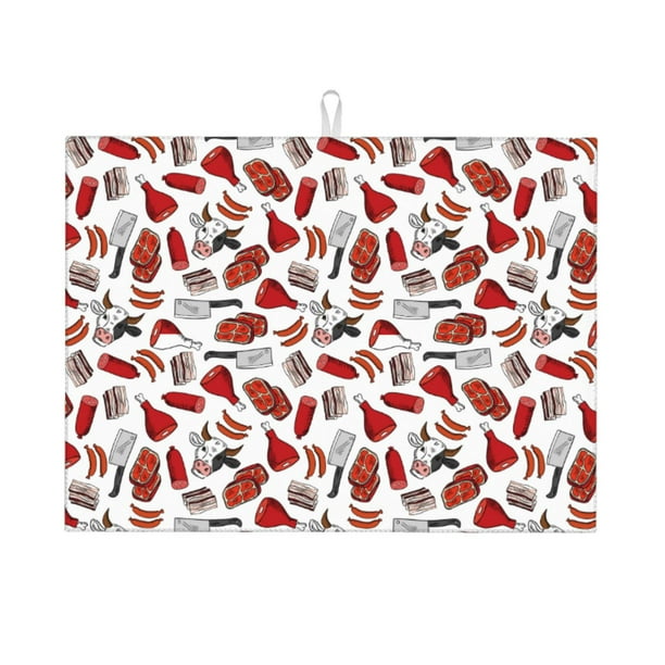 Balery Red Food Alfombrilla de Secado para Cocina, 18x24 Pulgadas, Súper Absorbente para Platos y Encimeras