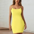 thumbnail image 4 of Womens Dresses Backless Mini Deep V Neck Sleeveless Short Bodycon Spaghetti Straps Spring Dress Yellow L, 4 of 4