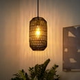 thumbnail image 6 of Cinkeda Plug in Black Pendant Light Dimmable Rattan Hanging Lamp for Kitchen Island Living Room Bedroom,LED Bulb Included, 6 of 6
