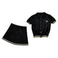 thumbnail image 1 of Conjunto de falda plisada para mujer, ideal para viajes, atletismo, gimnasio en casa, yoga, golf, cintura alta, fitness Negro, 1 of 8