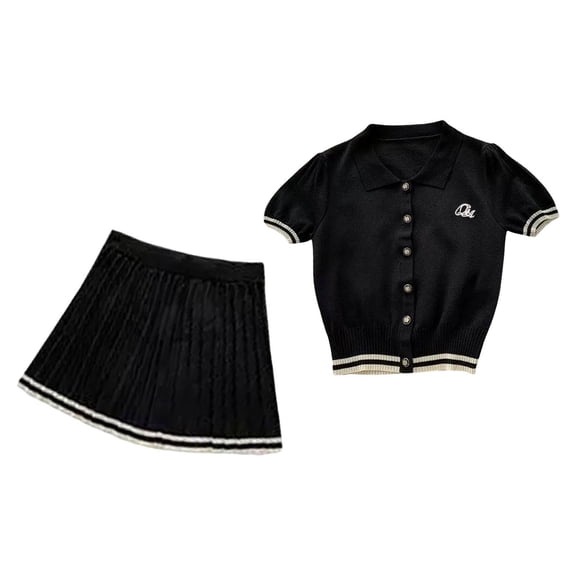 Wxqbjtam Womens Pleated Skirt Set Clothes Trendy Exercise Summer Lightweight Short Skirts Black