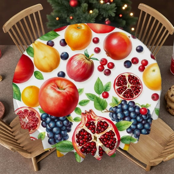 RKSupls Round Tablecloth - Fresh Fruit Grape Microfiber Table Cover - Soft, Stain Resistant & Washable Decor for Wedding, Party, Holiday, Home Dining, 60x60inch