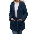 thumbnail image 2 of Warm Fleece Jackets for Women Fuzzy Hooded Casual Coats Trench Coat Women Style with Pockets, 2 of 6