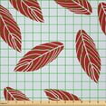 thumbnail image 2 of Ambesonne Leaves Fabric by the Yard Microfiber, Modern Abstract Leaf Motif, 2 Yards, Pale Blue Ruby, 2 of 2