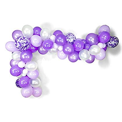 65pcs 12 Inch Mixed Lavender Purple White Balloons Confetti Balloon