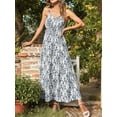 thumbnail image 4 of Summer Dress Casual Womens Boho Dress Sleeveless Printed Long Tiered Maxi Dress Beach Dress 2025 Blue XL, 4 of 7
