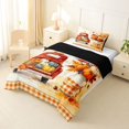 thumbnail image 2 of Manfei Framhouse Red Fall Truck Twin Comforter Sets for Kids, Autumn Bird Gingham Bedding Set, Black Reversible, 2-Piece, 1 Comforter and 1 Pillowcase, 2 of 6