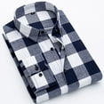 thumbnail image 7 of Mens Plaid Shirt Slim Fit Long Sleeve Shirt Button Turn Down Collar Casual Youth Style Shirt Blue L, 7 of 7
