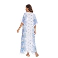 thumbnail image 5 of Beautybatik White Boho Flora Printed Women Plus Size Kaftan Kimono Loungewear Maxi Long Dress XL, 5 of 5