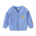 thumbnail image 2 of Toddler Kids Boys Girls V Neck Button Down Knit Cardigan with Cute Cat Embroidery for Casual Sweater Top 18-24 Months Outerwear Streetwear, 2 of 9