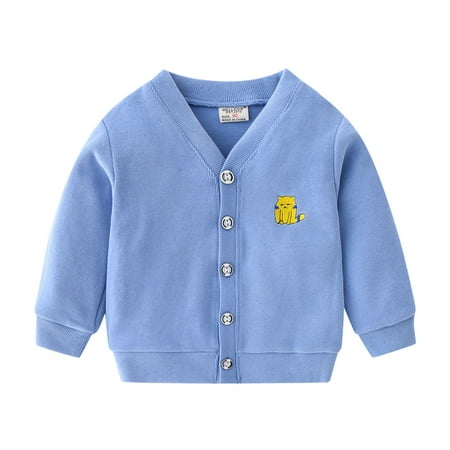 

nsendm Children Toddler Kids Infant Baby Boys Girls Long Sleeve Cartoon Embroidery Patchwork Jackets for Boys Winter Outerwear A 18-24 Months