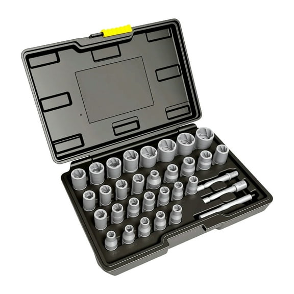 29 Size Nut Extractors Tool Set 32pc Heavy Duty Alloy Steel Mechanics Kit