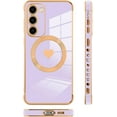thumbnail image 4 of for Samsung Galaxy S23 5G Case [Support Magsafe] Love Heart Pattern Magnetic Plating Electroplate Luxury Elegant Case Camera Protector Soft TPU Shockproof Protective Corner Back Cover -Purple, 4 of 6