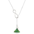 thumbnail image 1 of Delight Jewelry Silvertone Green Resin Christmas Tree with Crystals Silver tone Elegant Infinity Lariat Necklace, 1 of 4
