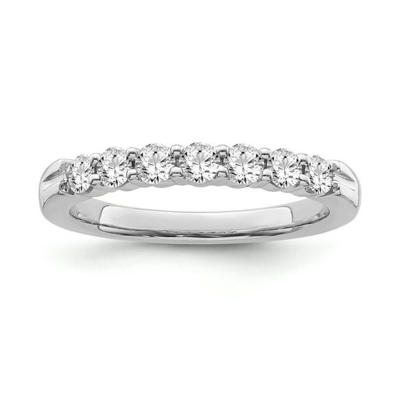 Araiya Fine Jewelry 10K White Gold Diamond 7-Stone Band Ring (1/2 cttw, I-J Color,I2-I3 Clarity) Size 8