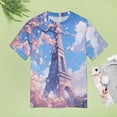 thumbnail image 4 of Blossoming Paris Eiffel Tower T Shirts Basic T-Shirt Short Sleeve Ladies Tee Shirt Summer Graphic Clothing, 4 of 6