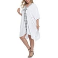 thumbnail image 2 of HDE Womens UPF 30+ Short Kaftan Cover Up Oversize Plus Size Swimsuit Shirt Dress White, 2 of 5