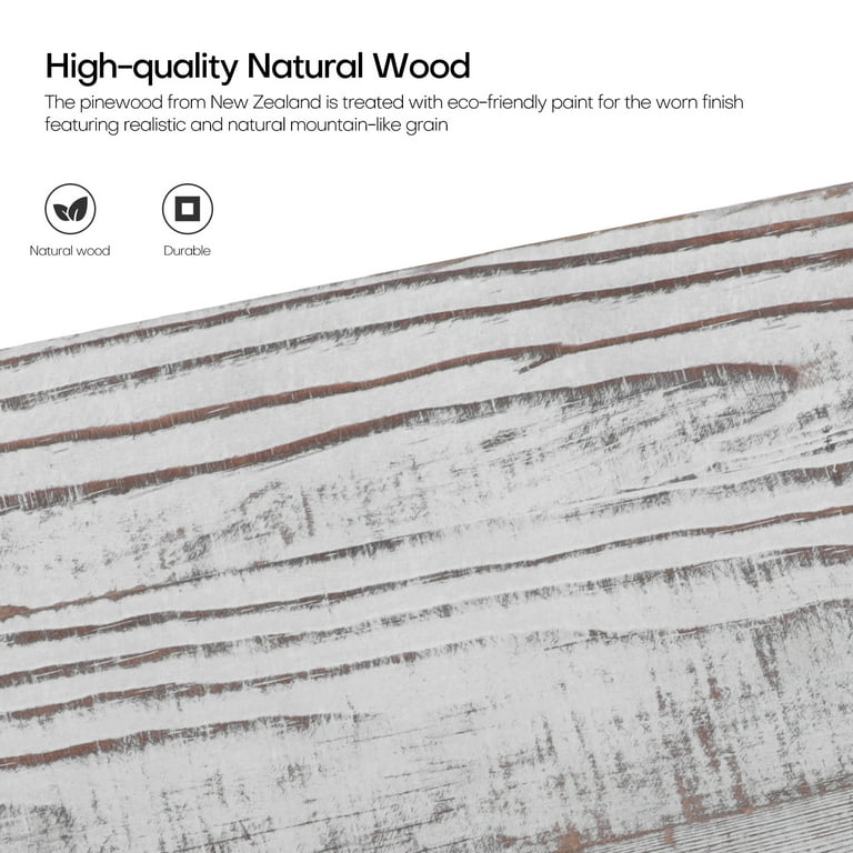 Set of 2 Coat Hooks Wall Mount with Shelf 26inch Rustic Wood Coat