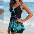 thumbnail image 4 of Taqqpue Women's Bathing Suits Two-Piece Swim Dress Floral Printed V Neck Tank Tops Padded Swimsuits with Boyshorts, 4 of 7