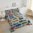 thumbnail image 3 of Comforter Set Twin Size Train Bedding, Colorful Steam Engine Truck Bedding Comforter Sets Train Transportation Quilted Duvet 2Pcs,Gray, Blue, Red, Yellow, 3 of 6
