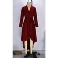 thumbnail image 4 of ClodeEU Women's V Neck Slim Dress With Asymmetrical Hem And Ruffle ,Trendy Classy Ruffle Party Maxi Dress Wine,Womens Plus S, 4 of 6