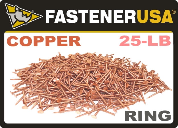 50 pcs 1" Annular Ring Shank Solid Copper Roofing Nails 11 gauge 