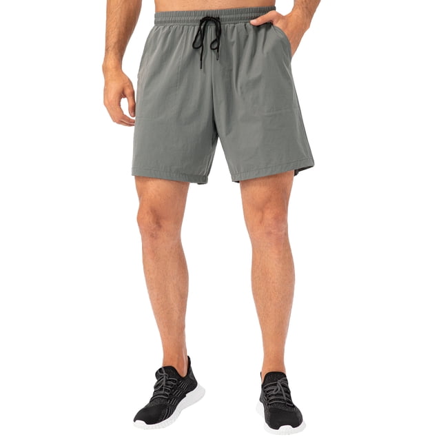 Pantalones cortos deportivos para hombres con bolsillos de fitness para correr de secado rápido Abanopi Gris/XL