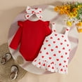 thumbnail image 6 of Gubotare Baby Girl Romper with Skirt Clothes Toddler Long Sleeve Ruffle Romper Top Skirt Set Little Girl Overall Dress Girls Fall Outfits 0 3 6 9 12 18 24 Months (Red,0-3 Months), 6 of 9