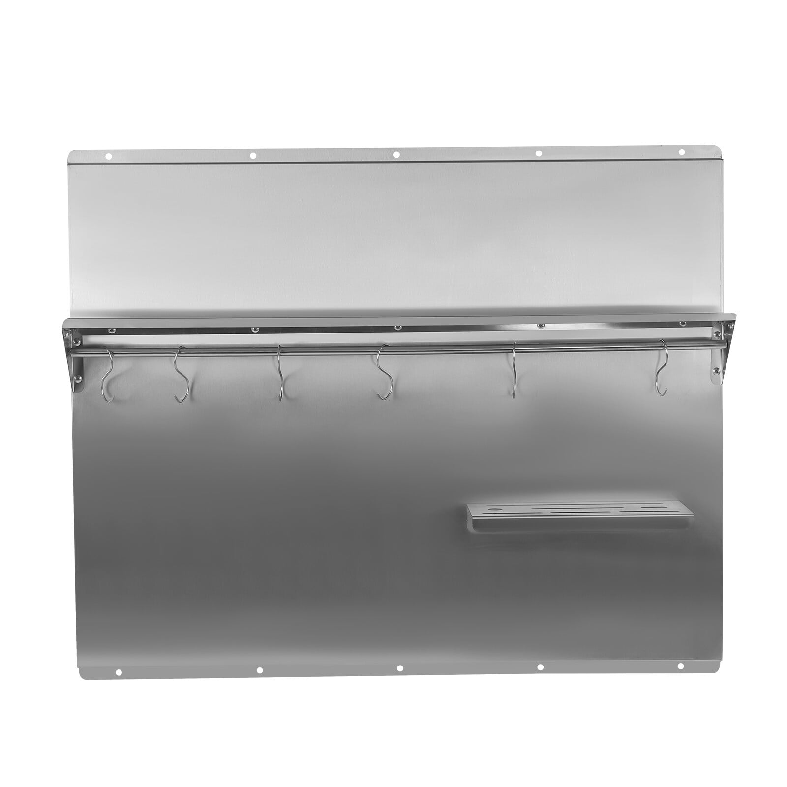 Range Backsplash with Built-in Storage Shelf, Stainless Steel Kichen Range Hood Wall Shield, Splash Plate