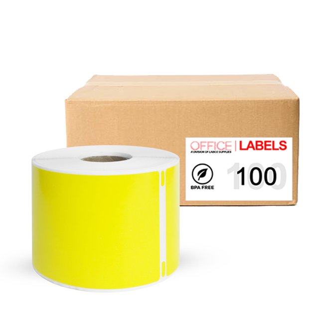 100 Rolls of 30256 Removable YellowCompatible Large Shipping Labels for DYMO 2-5/16" x 4" (59mm x 104mm)