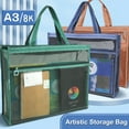 thumbnail image 2 of OIUR Mesh Zipper Pouch Large A3 Size File Bag with Handle Foldable Document Storage Tote for Art Supplies Documents Office Paperwork Classroom Files, 2 of 6