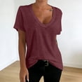 thumbnail image 2 of Tisuna Women'S T-Shirts Casual Solid Color Short Sleeved V Neck Base Layer Shirt Soft Classic Ladies School Work Summer Outfits Size L, 2 of 4