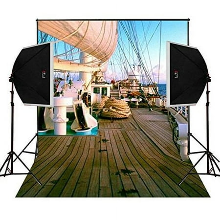 Image of HelloDecor 5x7ft Nautical Sailboat Pirate Ship cruise ship deck backdrop party Birthday background