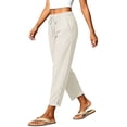thumbnail image 5 of Women Casual Drawstring Elastic Waisted Pants with Pockets Solid Color Full Length Pant Lightweight Beach Work Trousers, 5 of 9