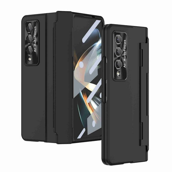 K-Lion for Samsung Galaxy Z Fold 3 7.6 inch 5G 2021 Rugged Case , Skin Feel Hard PC Soft TPU Screen Protector Hinge Protection Support Wireless Charging Shockproof Full Body Case for ZFold3,Black