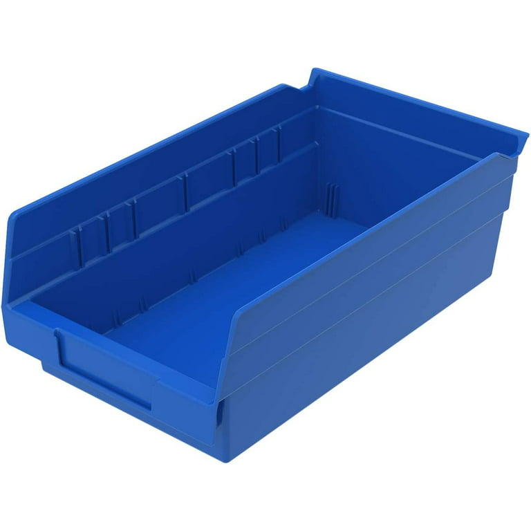 Akro-Mils Shelf Bins Plastic Organizer for Tools Craft Supplies, 12x8x4,  Blue, 12-Pack 