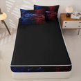 thumbnail image 4 of Manfei Racing Car Zipper Twin Comforter Sets with Fitted Sheet and 2 Pillowcases,Abstract Geometric Hexagonal Pattern Zipper Bedding Set,Red Blue,Black Reversible,4pcs, 4 of 8