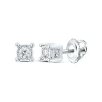 Macey Worldwide Jewelry 10k White Gold Mens Diamond Stud Earrings 1/10 Ctw