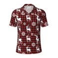 thumbnail image 2 of Daiia Plaid Reindeer Snowflakes Pattern Men’s Polo Shirts,Solid Deck Shirt,Classic Fit, Breathable Cotton Polo for Casual and Sport Wear-Small, 2 of 7